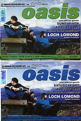 Oasis Loch Lomond Tour Programme & Tickets UK tour programme